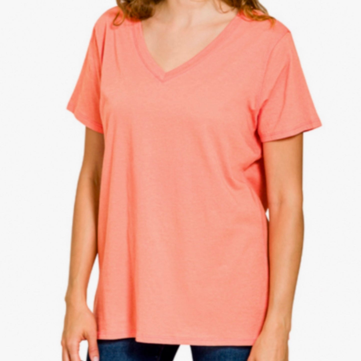Zenana Casually Classic V Neck Tunic Tops