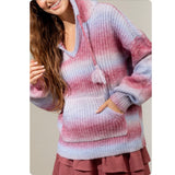 Ashlyn’s Crazy Cozy Lavender Pink Mix Ombre Hooded V Neck Sweater