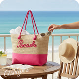 Summer Time Fun-XXL Pink Beach Verbiage Crochet Tote Bag-Purse