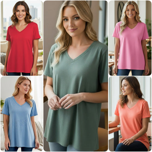 Zenana Casually Classic V Neck Tunic Tops
