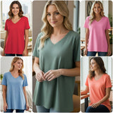 Zenana Casually Classic V Neck Tunic Tops