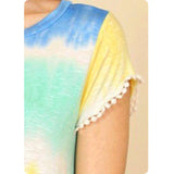 Ashlyn’s Vibrant Aqua Yellow Tie Dye Tunic Top