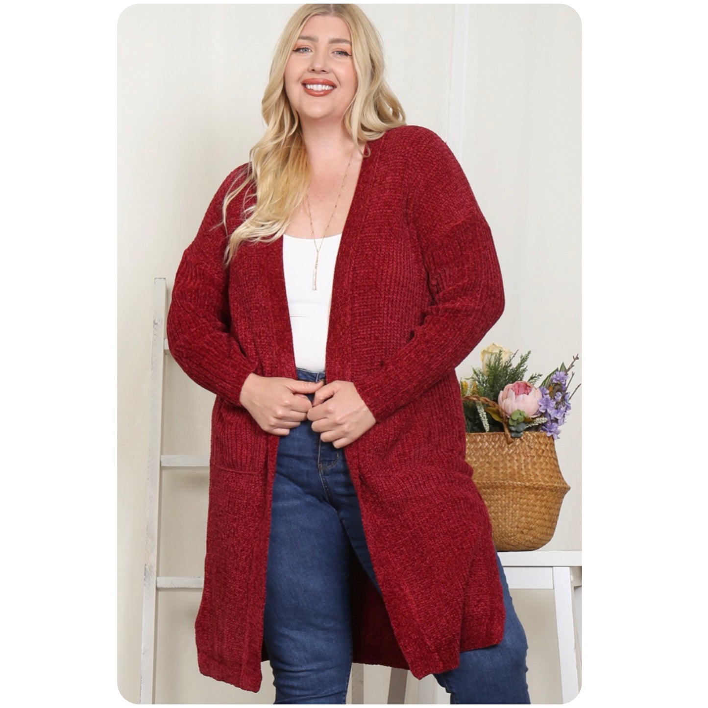 Always More to Love Burgundy Chenille Cardigan-Plus Size Sweater