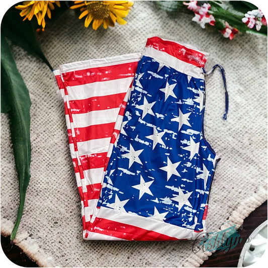 Oh Yes Baby! American Flag Slouchy Lounge Pants-Red/Blue
