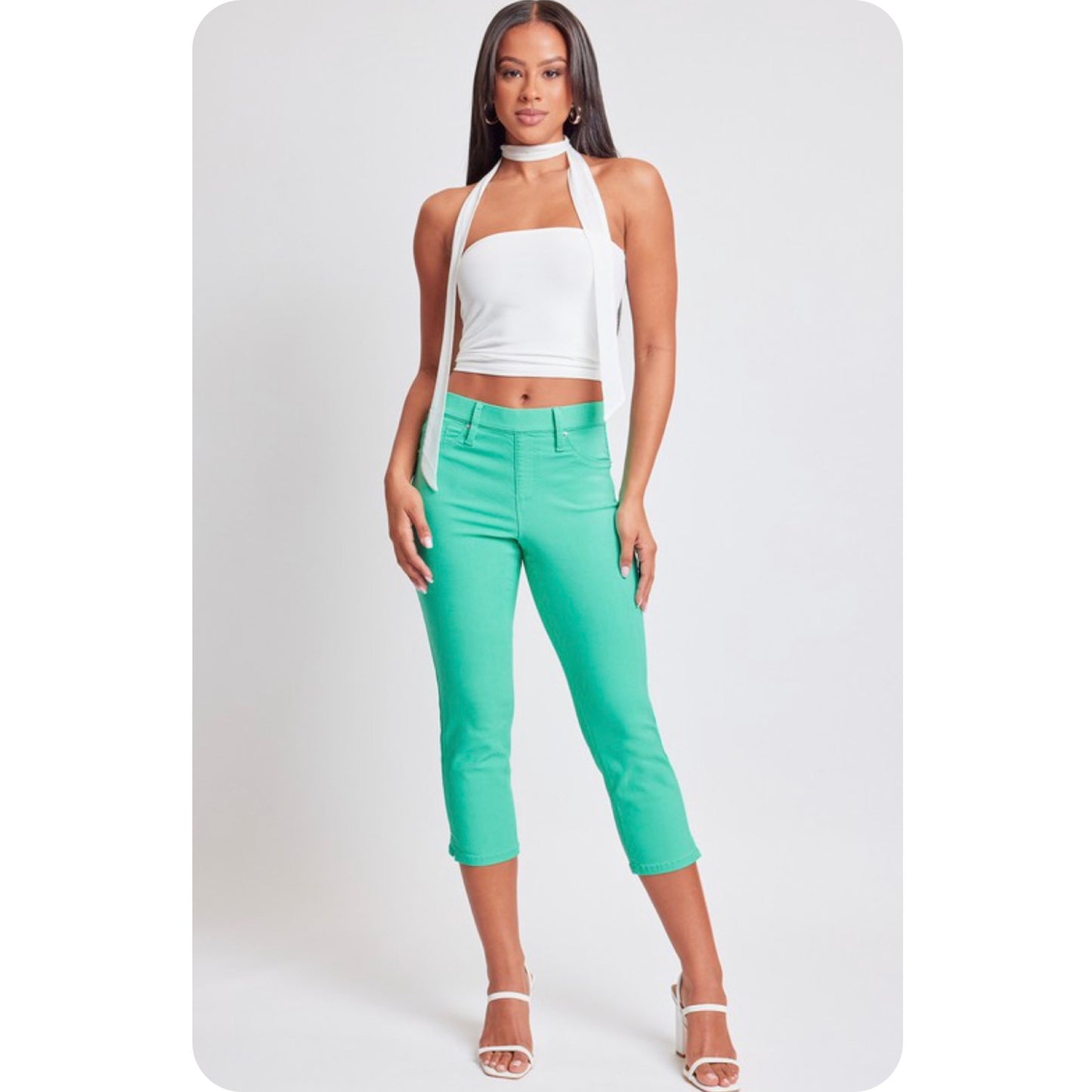Hello Beautiful~Hyperstretch Pop of Color Capris-6 colors