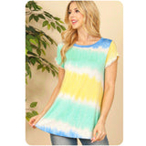 Ashlyn’s Vibrant Aqua Yellow Tie Dye Tunic Top