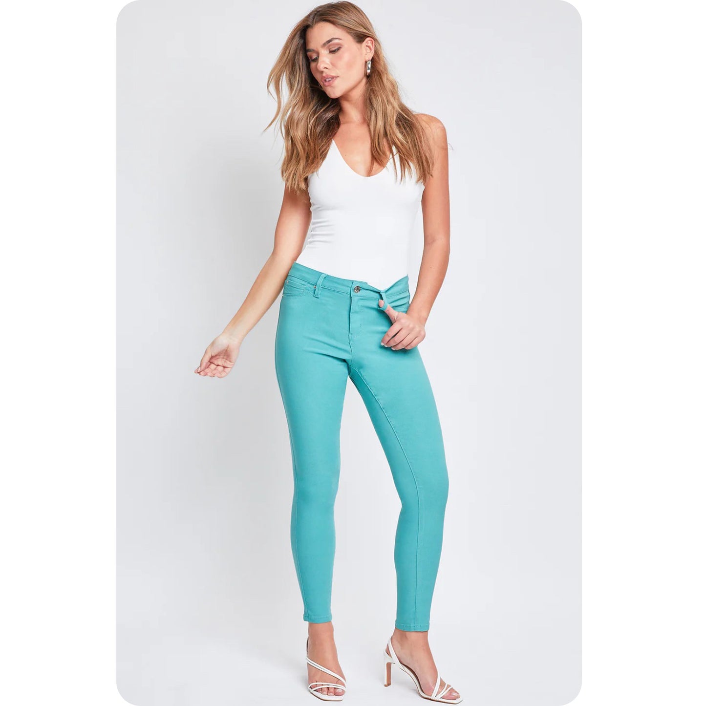 Hello Beautiful~Hyperstretch Pop of Color Mid-Rise Skinny Jeans