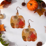 Adorable Pink Burgundy Mix Color Leather Pumpkin Earrings