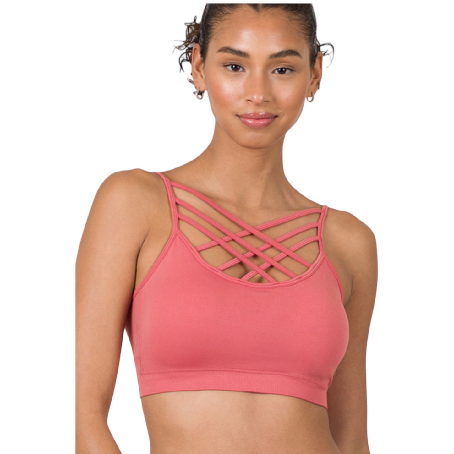 Zenana Triple Criss Cross Front Bralette Bra