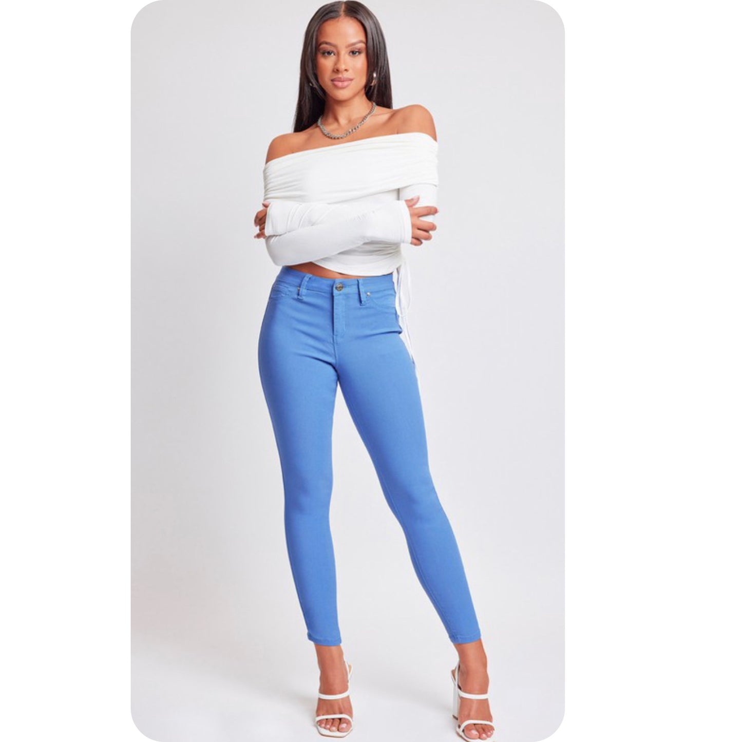Hello Beautiful~Hyperstretch Pop of Color Mid-Rise Skinny Jeans
