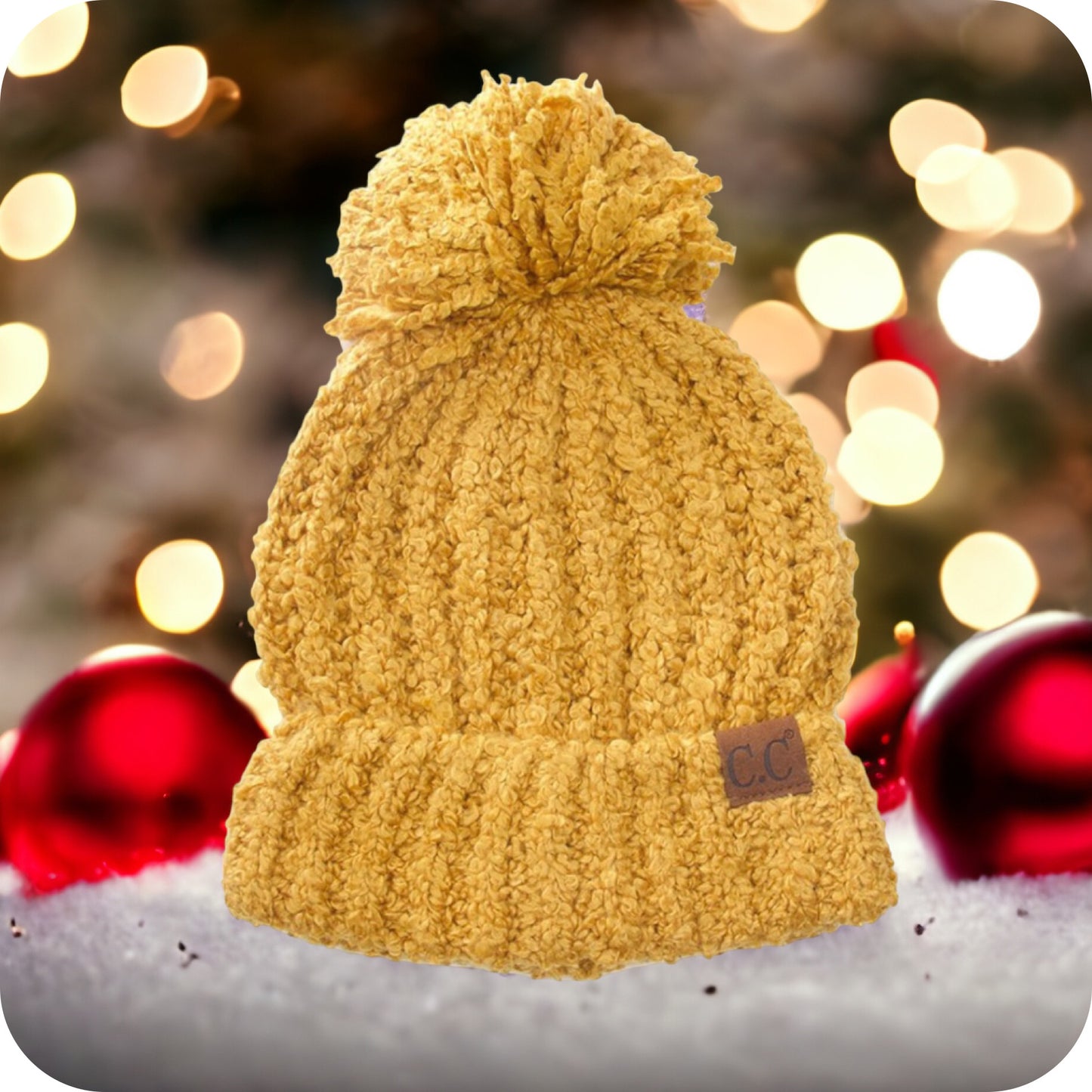 Adorable Adult Chenille Puff Pom CC Beanie-Winter Hat