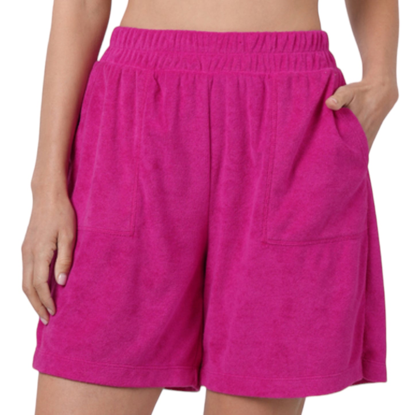 Zenana Cozy Comfy Terry Shorts with Pockets