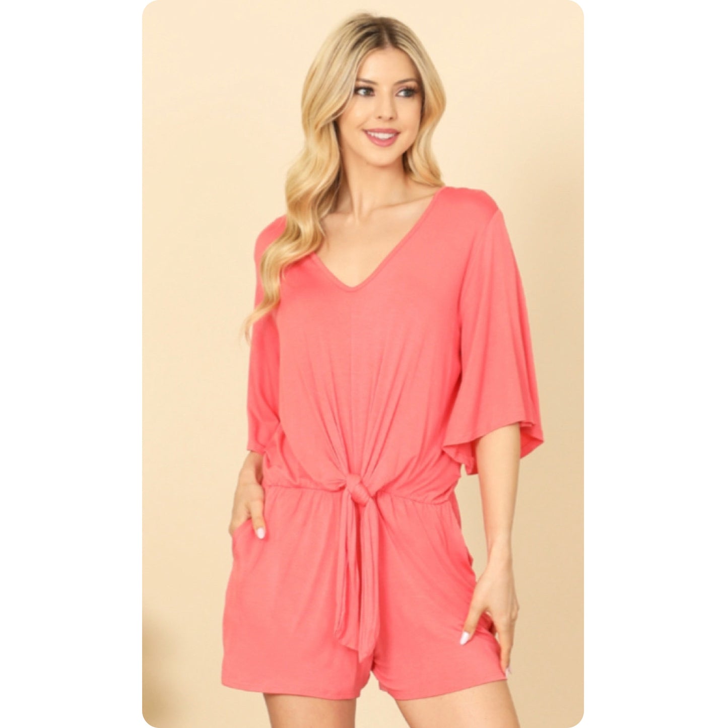 Ashlyn’s Classy and Sassy V Neck Bell Sleeve Romper