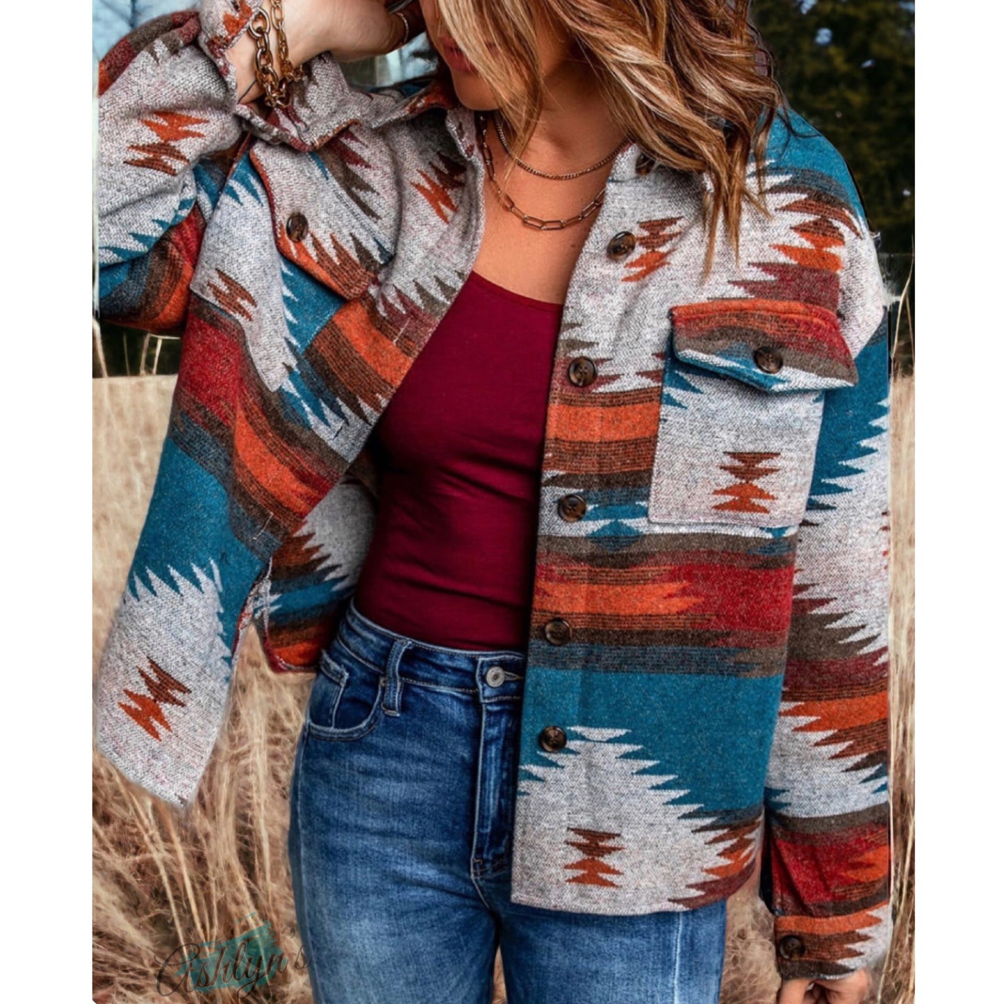 Hello Beautiful! Michelle W Women’s Tribal-Aztec Print Jacket