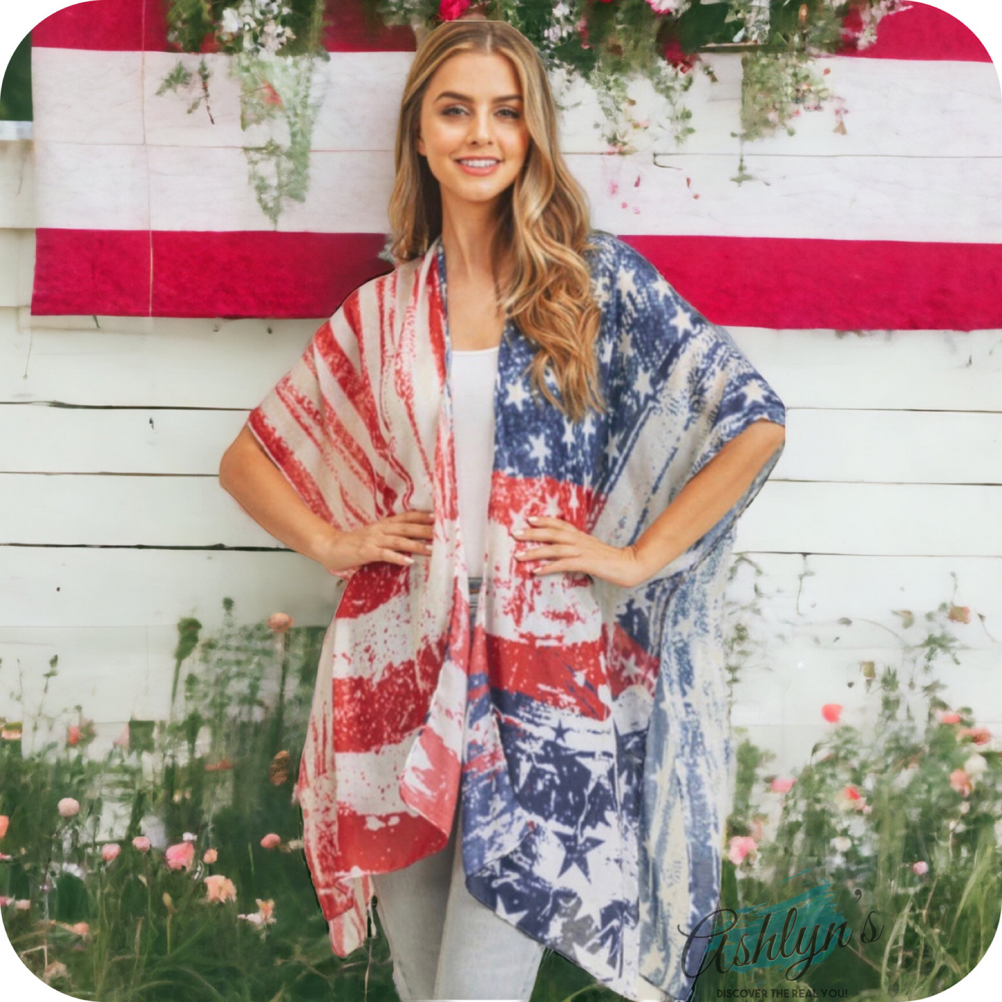Special-American Pride Mineral Wash American Flag Kimono