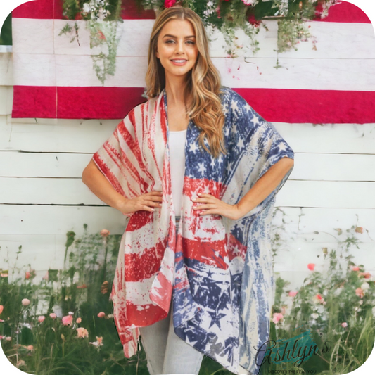 Special-American Pride Mineral Wash American Flag Kimono
