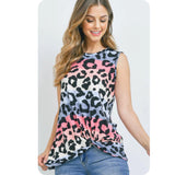 Ashlyn’s Twist Bottom Multi Color Striped Leopard Top-Tunic