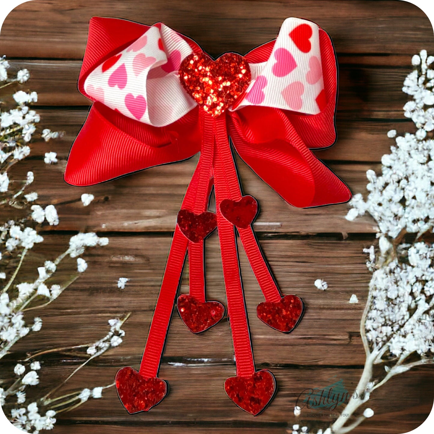 Adorable Zoey Glitter Heart Detail Hair Bows-Clips