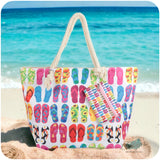 Ashlyn’s Ready for Fun Flip Flop Print Huge XL Tote Bag with Pouch Wallet Set-Beach-Weekender Bag
