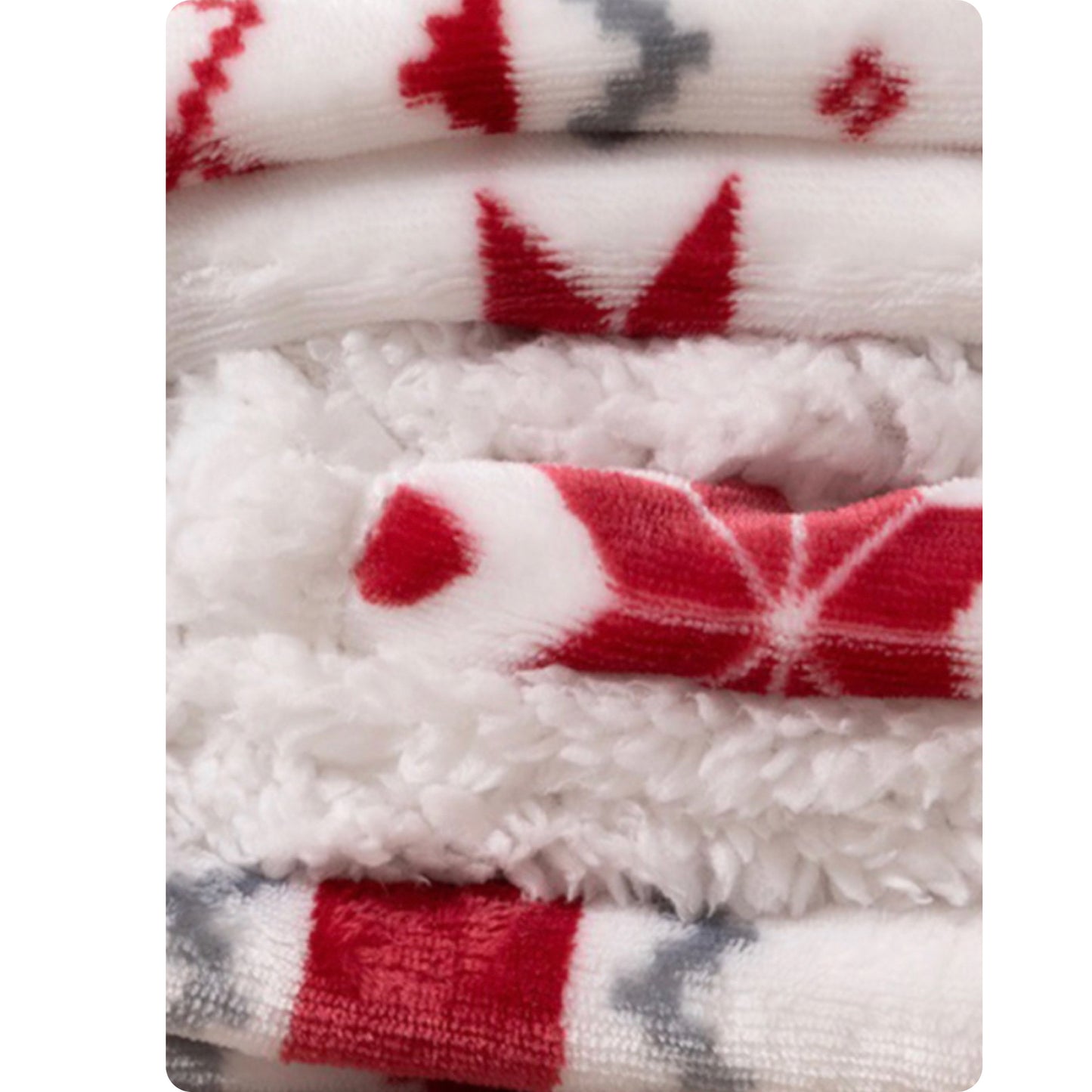 Warm for the Holidays Reversible White Red Sherpa Blanket-Christmas Throw