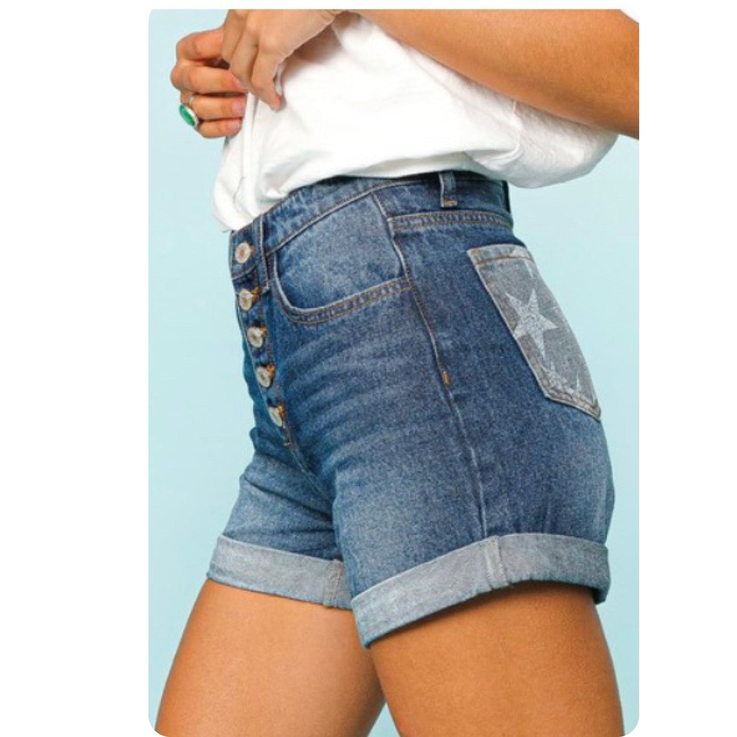 Ashlyn’s Plus Size American Flag Blue Denim Shorts