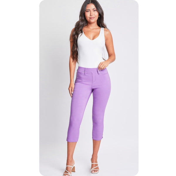 Hello Beautiful~Hyperstretch Pop of Color Capris-6 colors