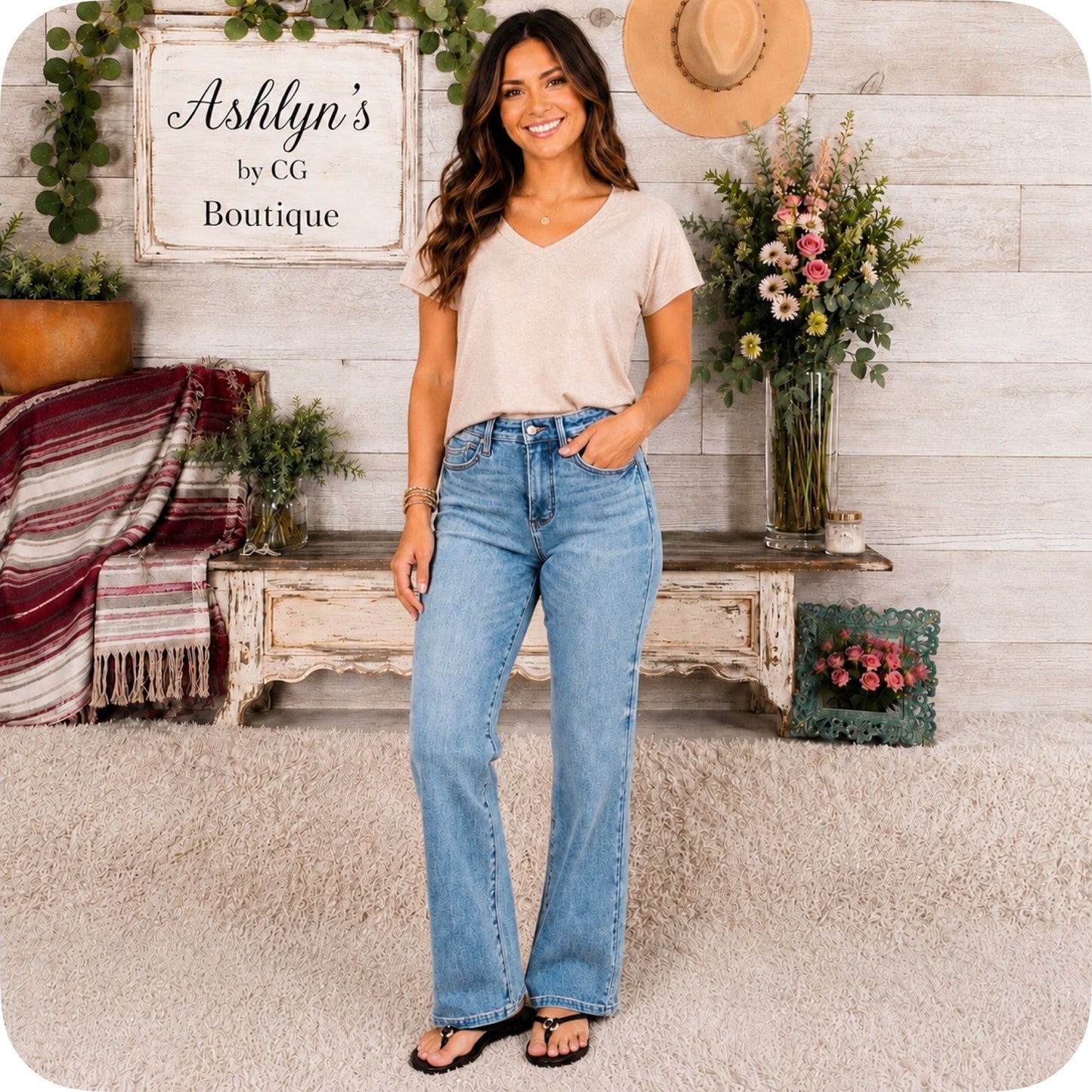 JUDY BLUE Casual Days HW Tummy Control Straight Leg Jeans