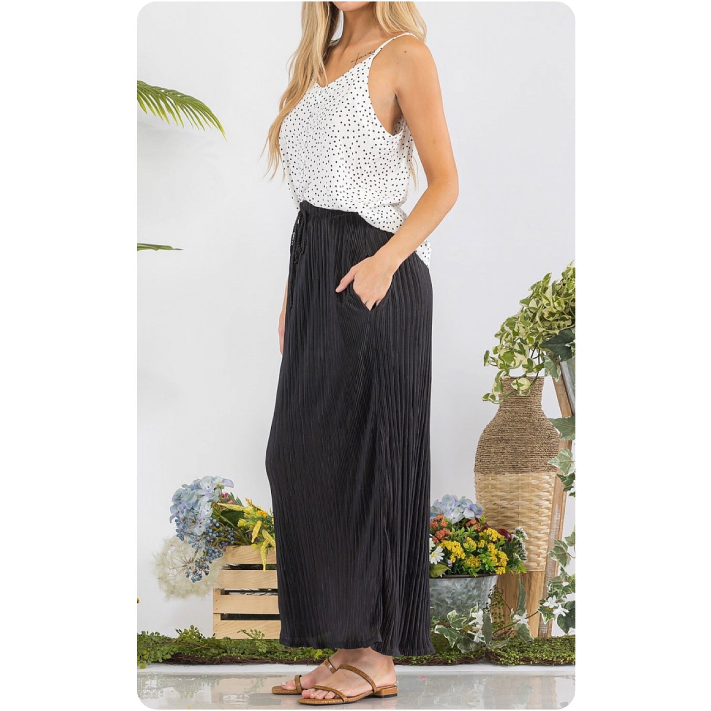 Ashlyn’s Classy and Sassy Black Bodre Crinkle Skirt-Long Skirt