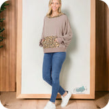 Adorable Me Zenana Ash Mocha Leopard Hooded Sweater Top-Sweatshirt