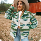 Hello Beautiful! Jenna P Women’s Green Mix Aztec Jacket-Tribal Shacket