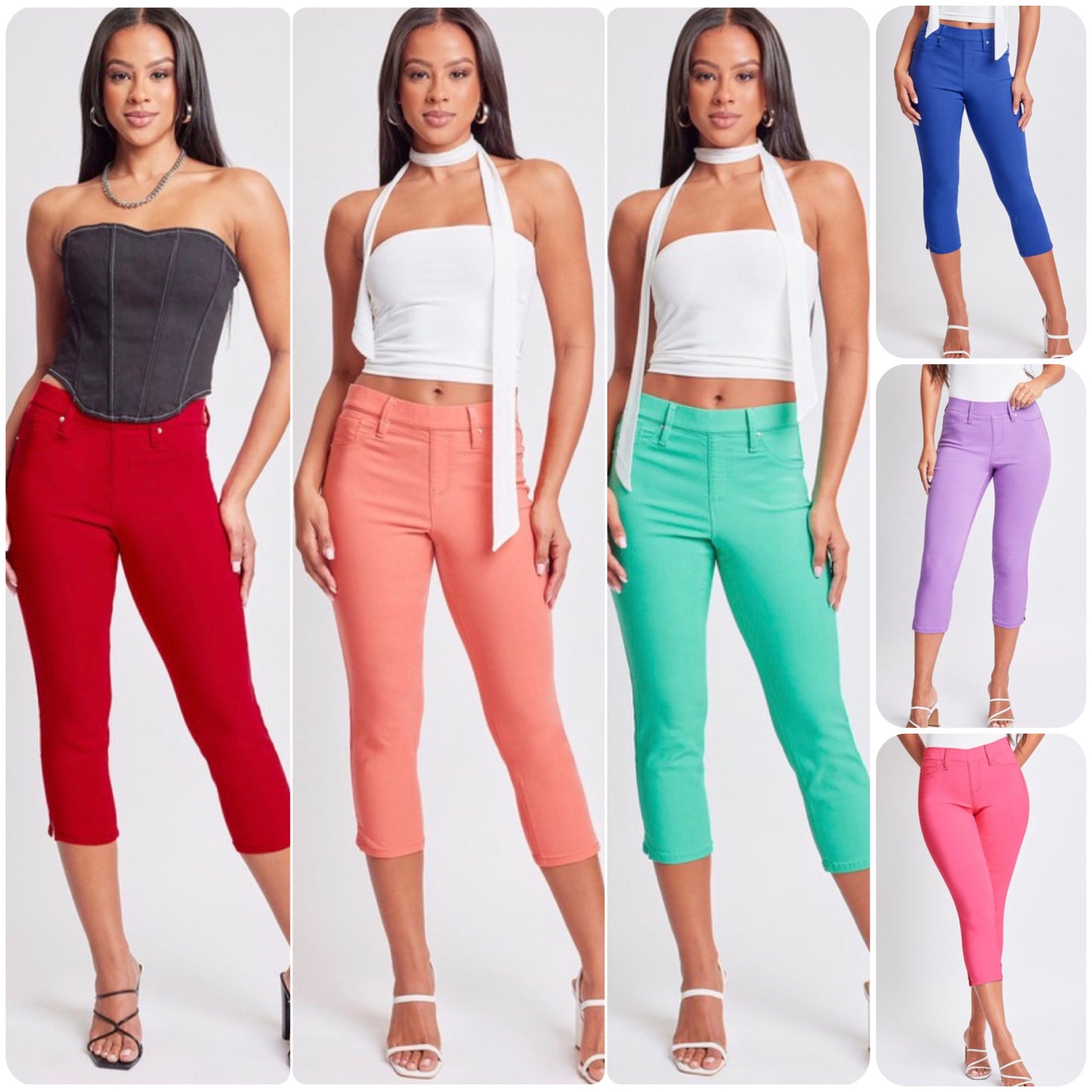 Hello Beautiful~Hyperstretch Pop of Color Capris-6 colors