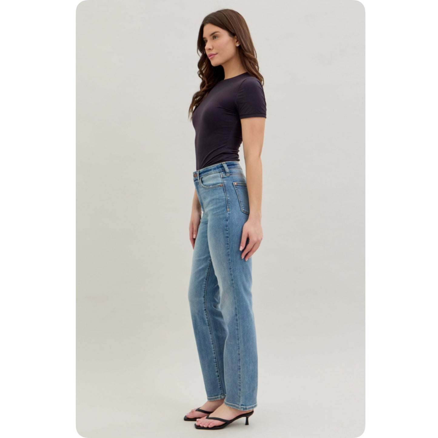 JUDY BLUE High Waist Classic Straight Leg Jeans-Stretchy Comfort