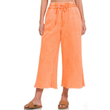 Zenana Acid Wash Fleece Palazzo Pants with Pockets