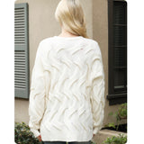 Classy Melissa Swirl Knit Oversized Cream Sweater