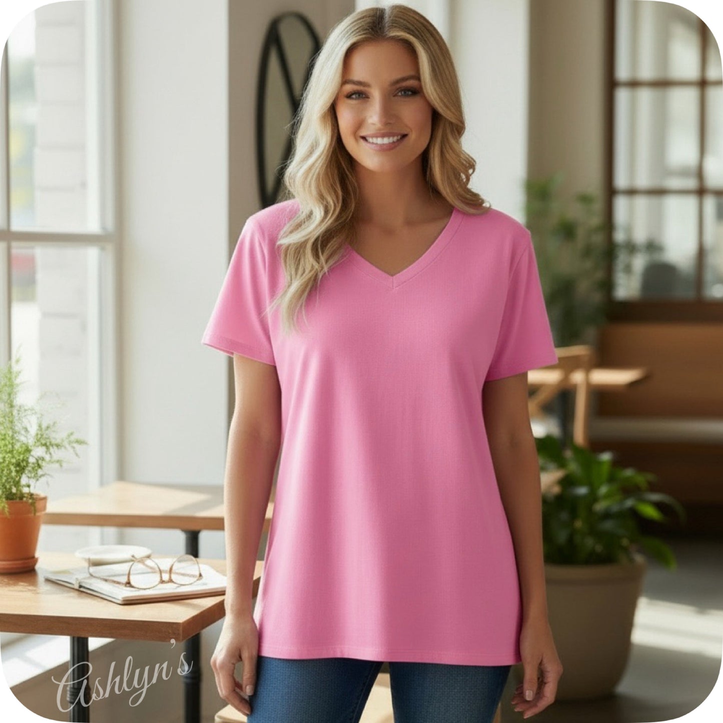 Zenana Casually Classic V Neck Tunic Tops