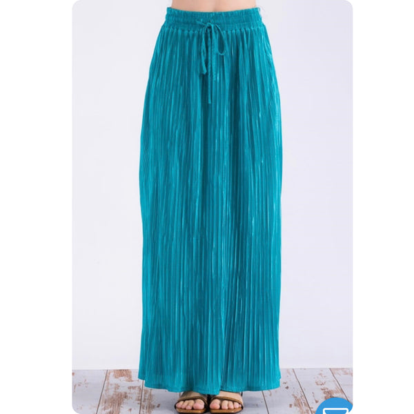 Ashlyn’s Classy and Sassy Turquoise Bodre Crinkle Skirt-Long Skirt