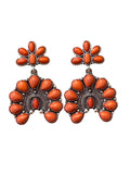 Western Iconic Coral Rust Stone Horseshoe Concho Earrings