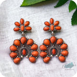 Western Iconic Coral Rust Stone Horseshoe Concho Earrings