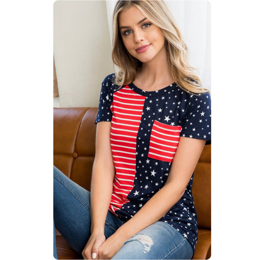Ashlyn’s American Pride Stars and Stripes Tunic Top