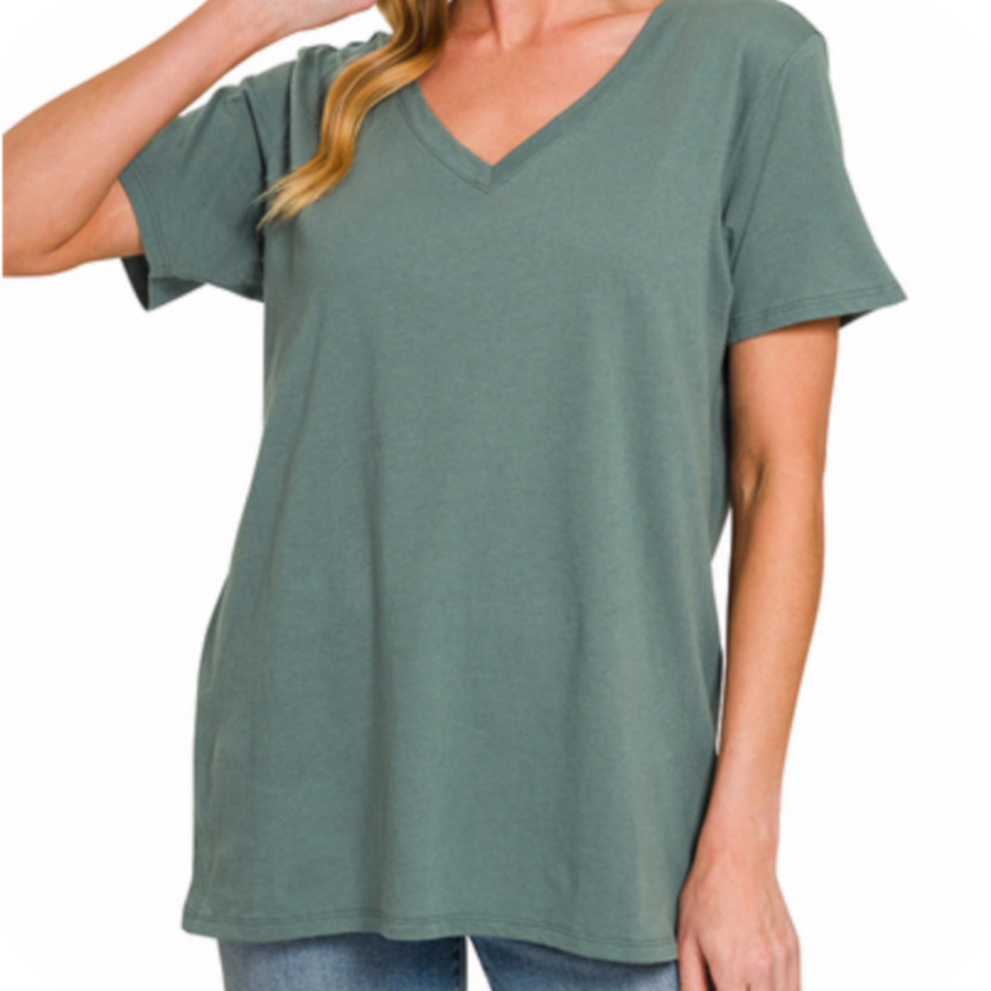 Zenana Casually Classic V Neck Tunic Tops