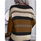 Ashlyn’s V Neck Brown Black ColorBlock Sweater-Oversized Sweater