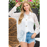 Classy and Sassy Off White Button Down Lace Top
