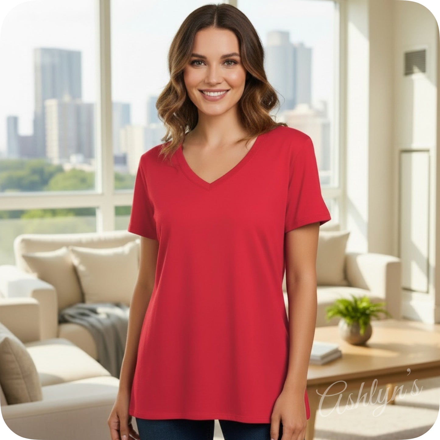 Zenana Casually Classic V Neck Tunic Tops