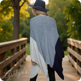 Casually Classy Fuzzy Navy Gray Cardigan Kimono