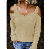 Classy to Sassy Kim Cold Shoulder V Neck Sweaters
