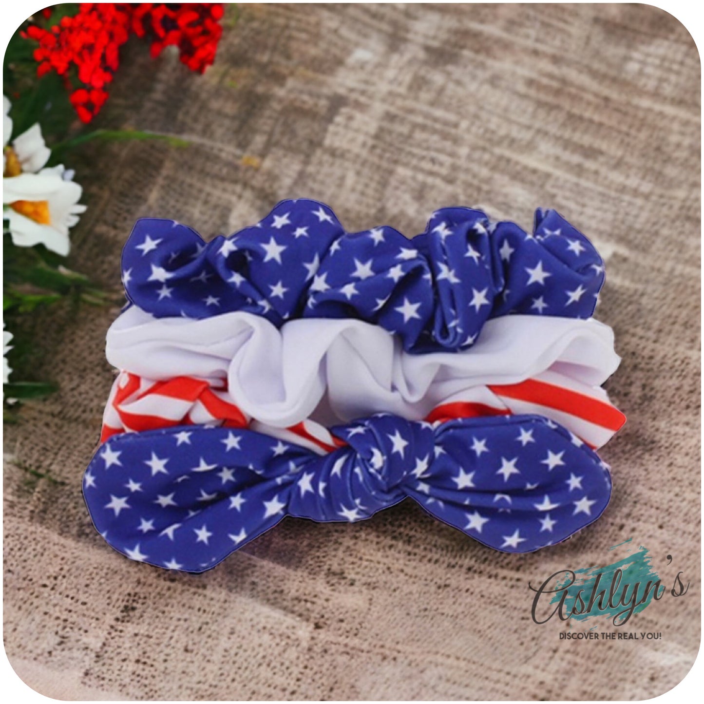 3pc Americana Hair Scrunchy Set