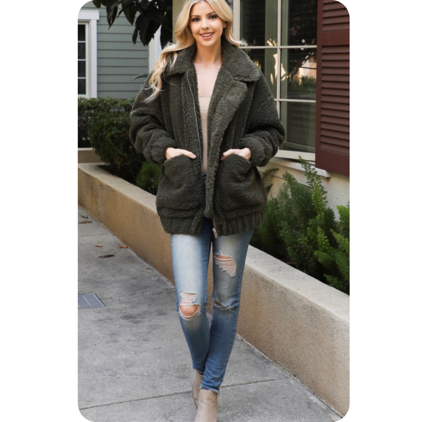 Ashlyns Cuddly Thick Cozy Olive or Burgundy Jacket-Winter Coat
