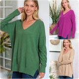 Zenana A Touch of Heaven Viscose Front Seam Sweater-Top