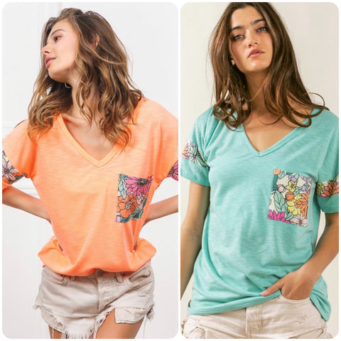 Ashlyn’s Neon Floral Detail Tunic Top