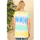 Ashlyn’s Vibrant Aqua Yellow Tie Dye Tunic Top